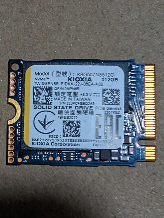 SSD 512gb Kioxia, PCI-E 4.0