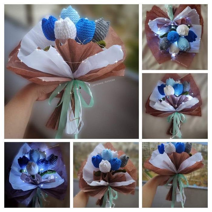 Вечен букет от плетени лалета