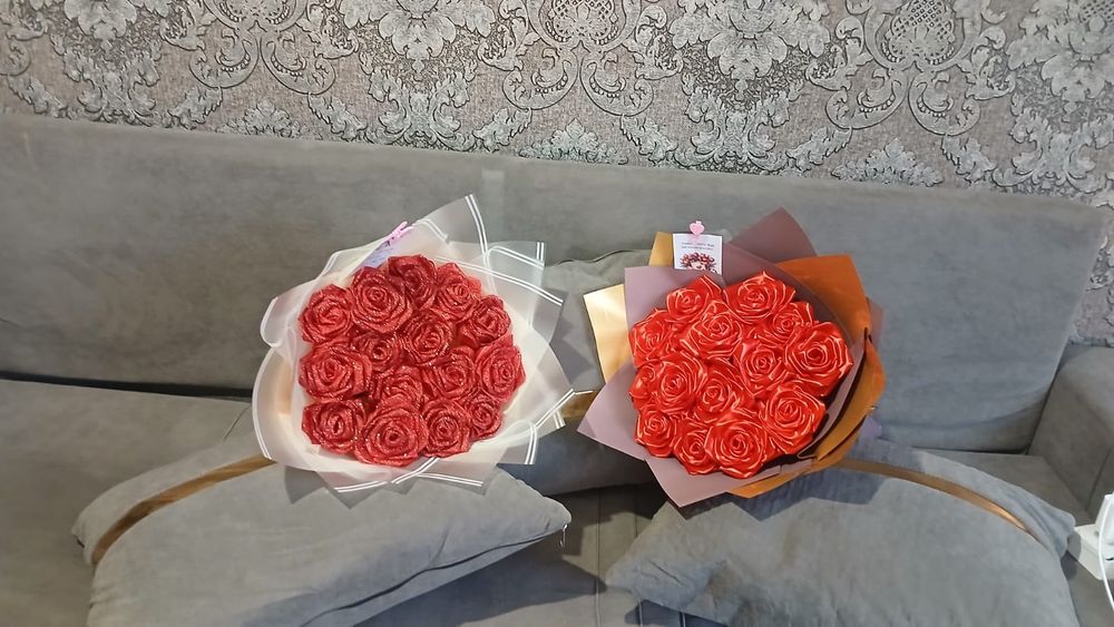 Букеты из ленты ручной работы!