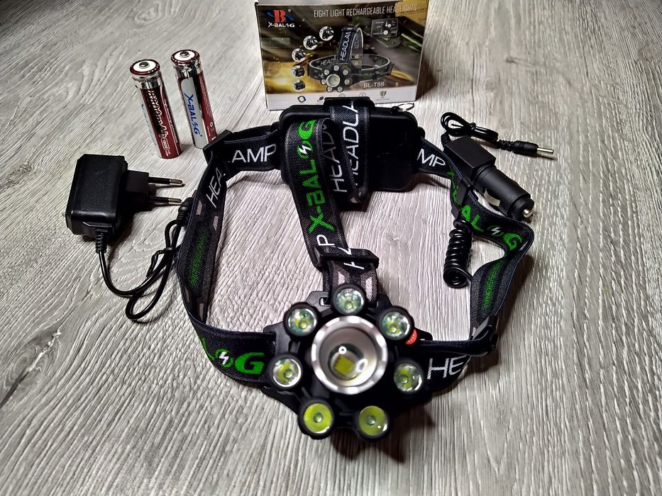 Lanterna Frontala  8 Led-uri cu acumulatori inclusi, Camping, Pescuit