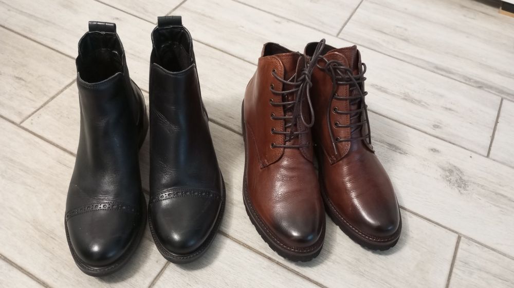 Нови модерни боти, кафяви ест. кожа и черни еко кожа