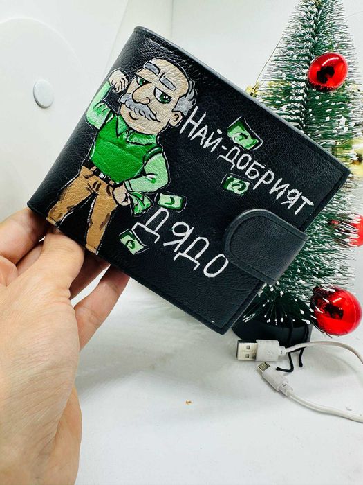 Ръчно рисуване по ваш избор на дамско и мъжко портмоне от ест. кожа