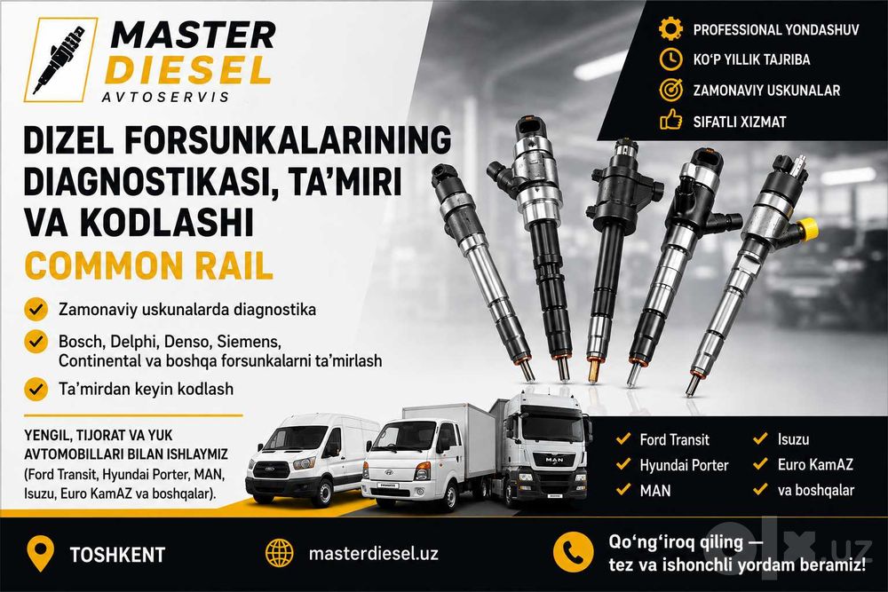 Common Rail dizel forsunkalar diagnostikasi, ta’miri va kodlashi