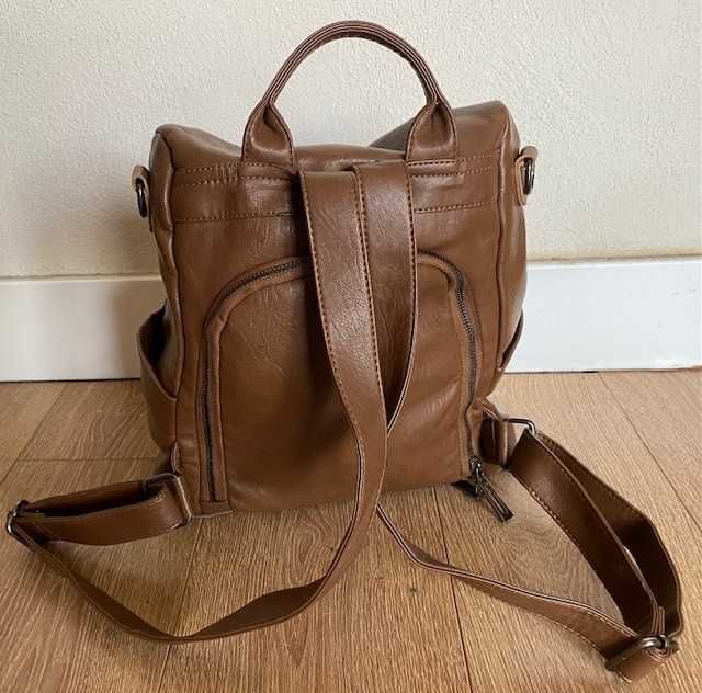 Rucsac dama maro piele ecologica, anti-furt, elegant casual - nou