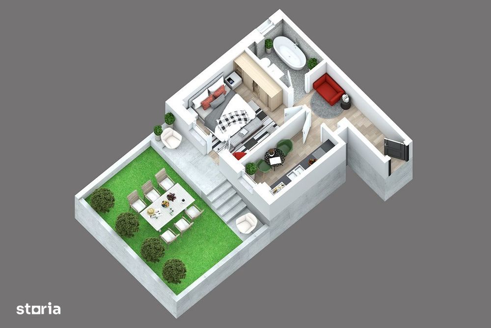 Capat CUG Apartament  1 camera 34m curte intabulata  25m