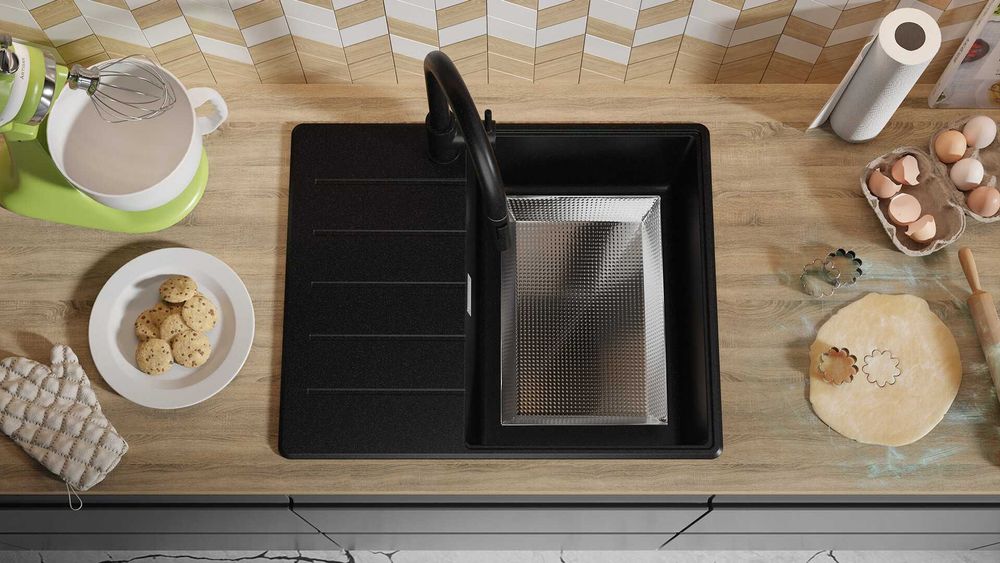 -21% Черна кухненска мивка от гранит Копенхаген 620х500 Top 45