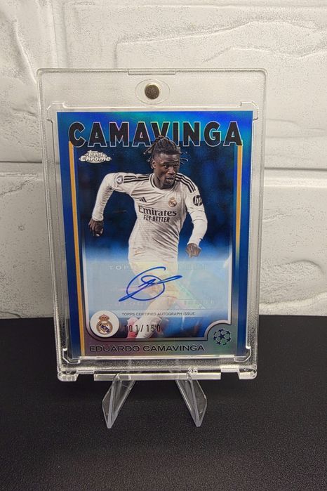 Eduardo Camavinga 2024/25 Topps Chrome UCC Auto Blue Refractor 101/150 Real Madrid Autograph