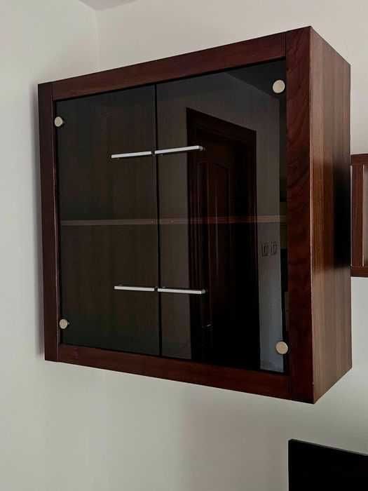 Corp mobila sufragerie nuc si MDF lucios,Mobilier Mobexpert lemn masiv