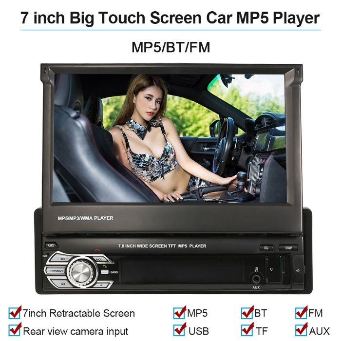 dvd auto Mp5 player retractabil BT telecomanda rama sina