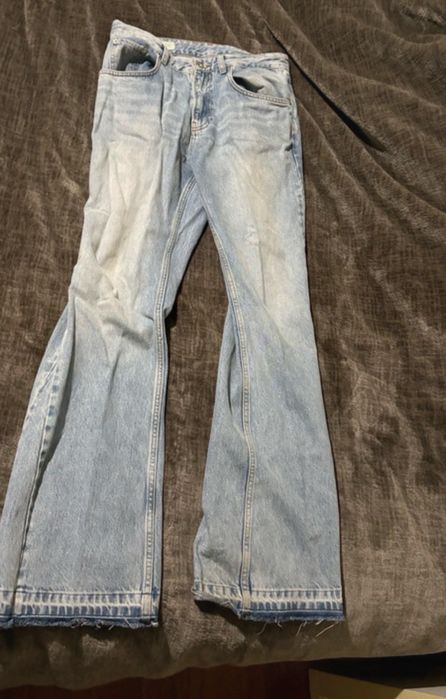 blugi flared zara albastrii