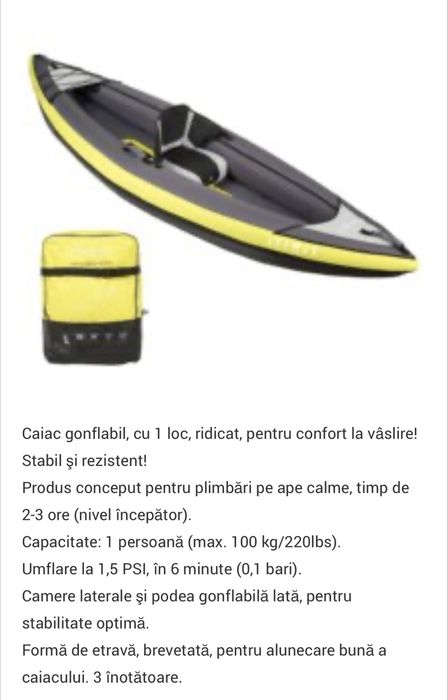 Vand Caiac gomflabil Itiwit 1 persoana Nou!