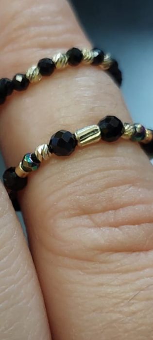 Inele handmade reglabile cu aur și pietre semiprețioase