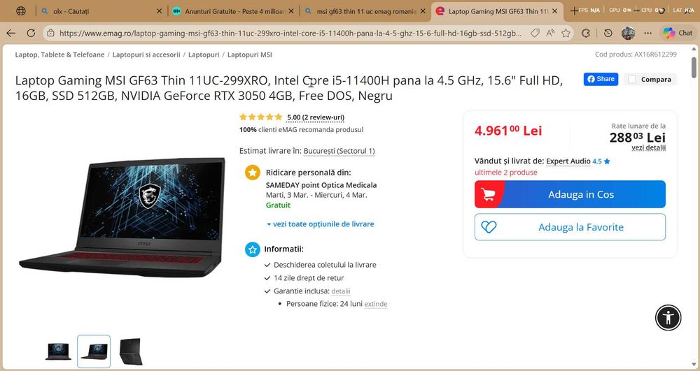 Gaming laptop RTX 3050