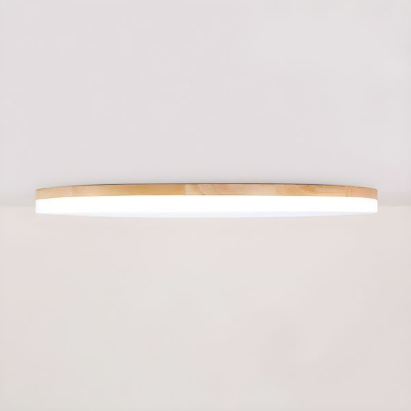 Дървен плафон 80 см LED таванна лампа с трицветно димиране, кръгла