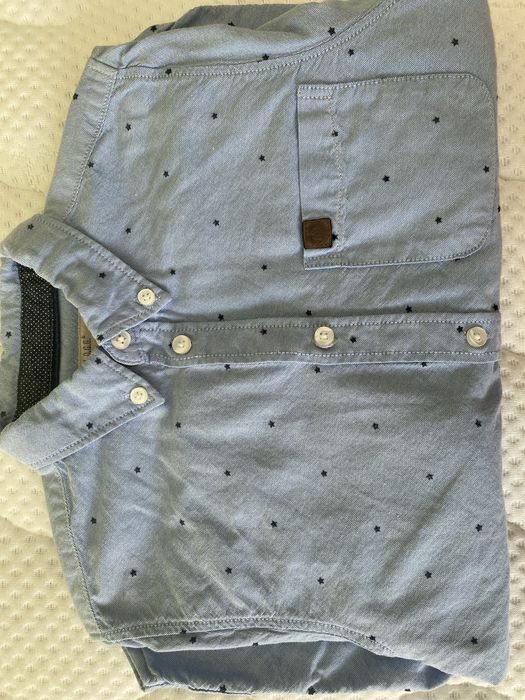 Светло синя плътна памучна риза с дълъг ръкав 120 см