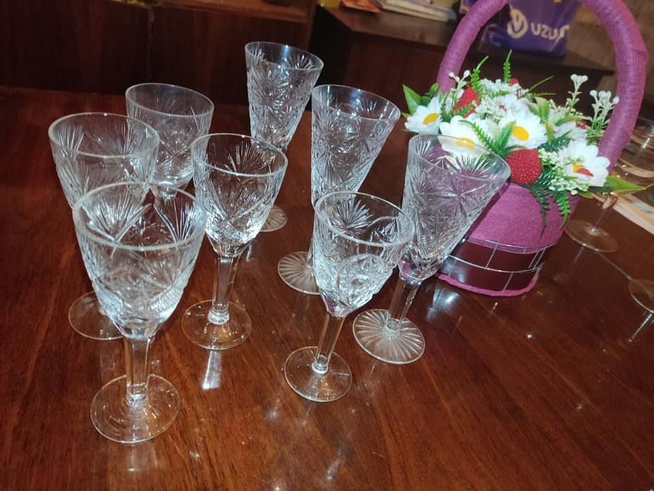 Скидка!Хрустальные фужеры и рюмки, состояние -идеальное