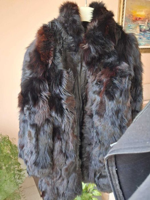 Женско зимно палто от естествена кожа с косъм - Размер L