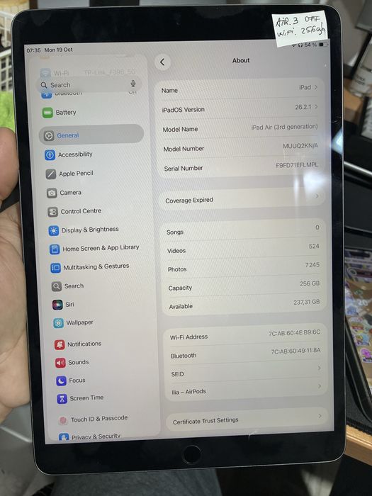 iPad Air 3 WiFi 256gb si 64gb Rose Gold