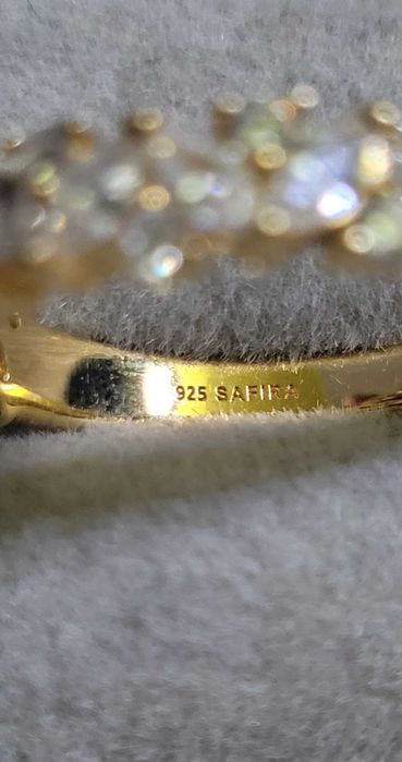 Inel suedez din argint, placat cu aur de 18K, Safira