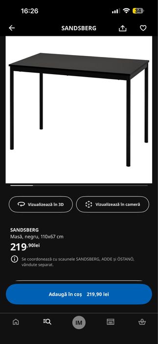 Set masă + 4 scaune IKEA SANDSBERG