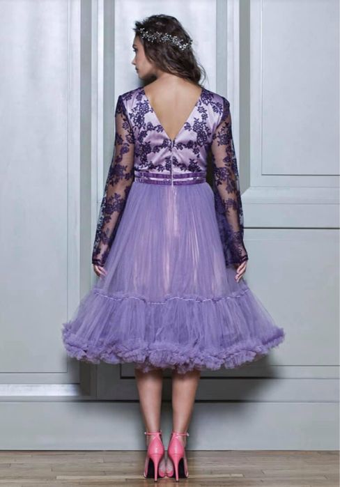 Rochie eleganta tulle si dantela, culoarea lavanda, S