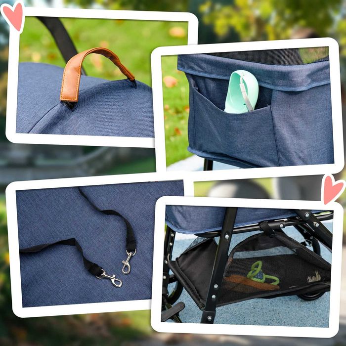 Количка за кучета PawHut 2 в 1, подвижна чанта за носене