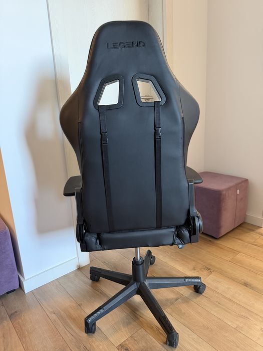Scaun gaming, negru, din imitație de piel