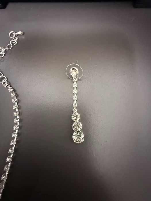 Set Argint Colier & Cercei cu Pietre Strălucitoare