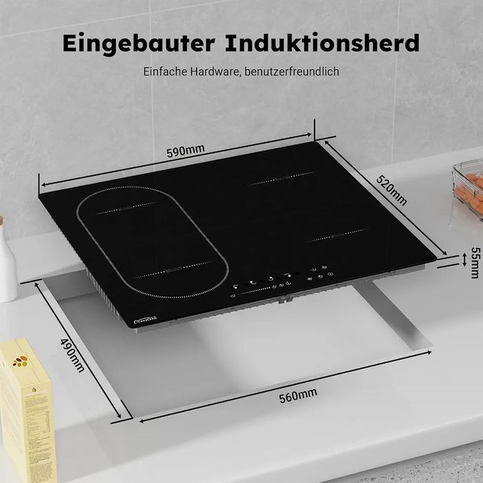 Индукционен котлон за вграждане, 7000W, 4 зони, Bridge функция, 60 см, COVERCOOK