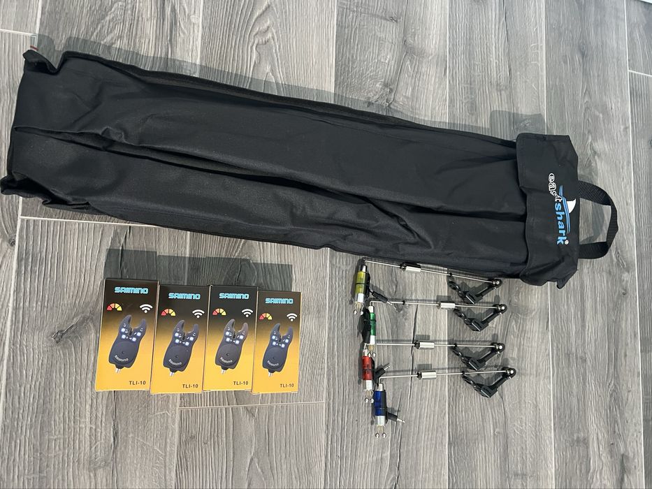 Set Rod Pod 4 posturi EastShark + Set 4 Senzori SAIMINO + 4 Swingheri