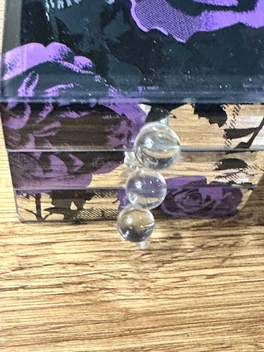 Оригинална английска кутия за бижута с три чекмеджета . Стъкло и кадиф