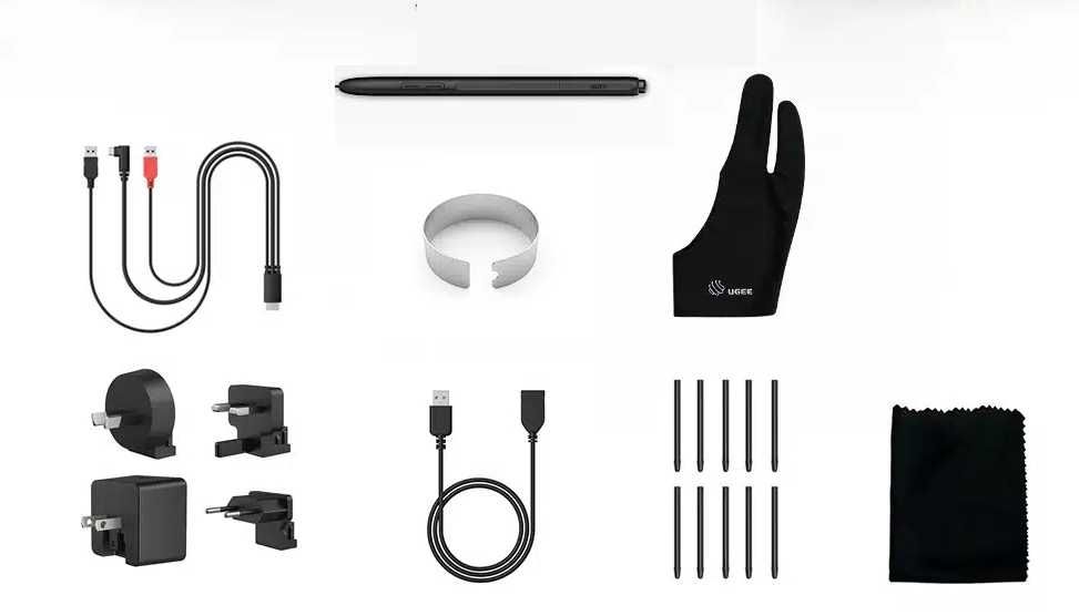UGEE U1600 Stylus писец + ръкавица за рисуване + кабели + pen nibs
