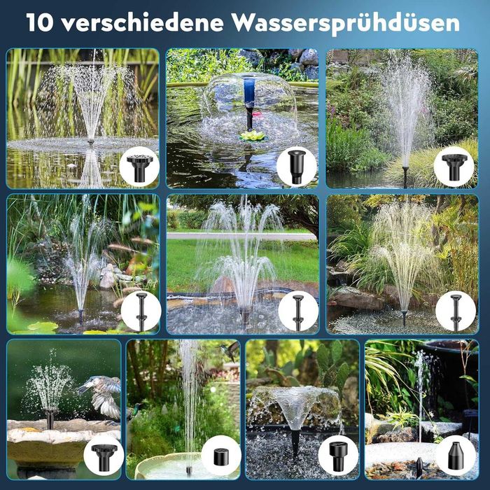 Соларен филтър с помпа Biling 8W и батерия 3600 mAh, 405 L/h