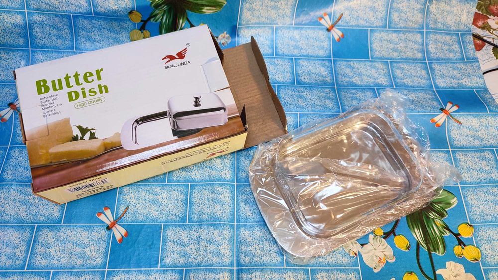 Масленка нерж с акриловой крышкой, Butter Dish