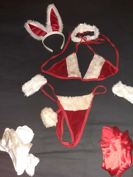 Lenjerii fantesy, stocking negru pe banda adeziva, babydolls