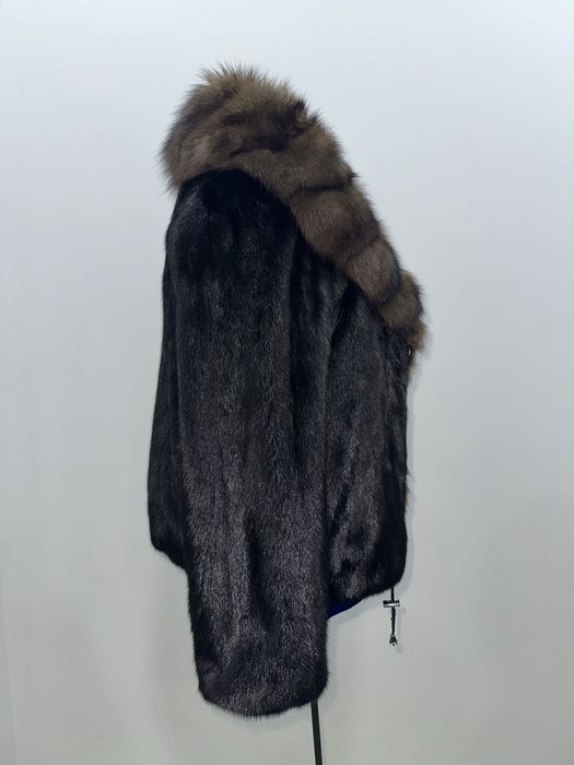Норковая шуба воротник соболь