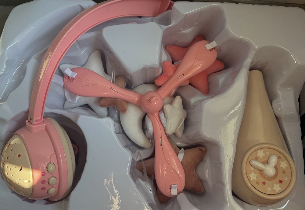 Музикална бебешка въртележка/играчка за легло с проектор Canpol,розова