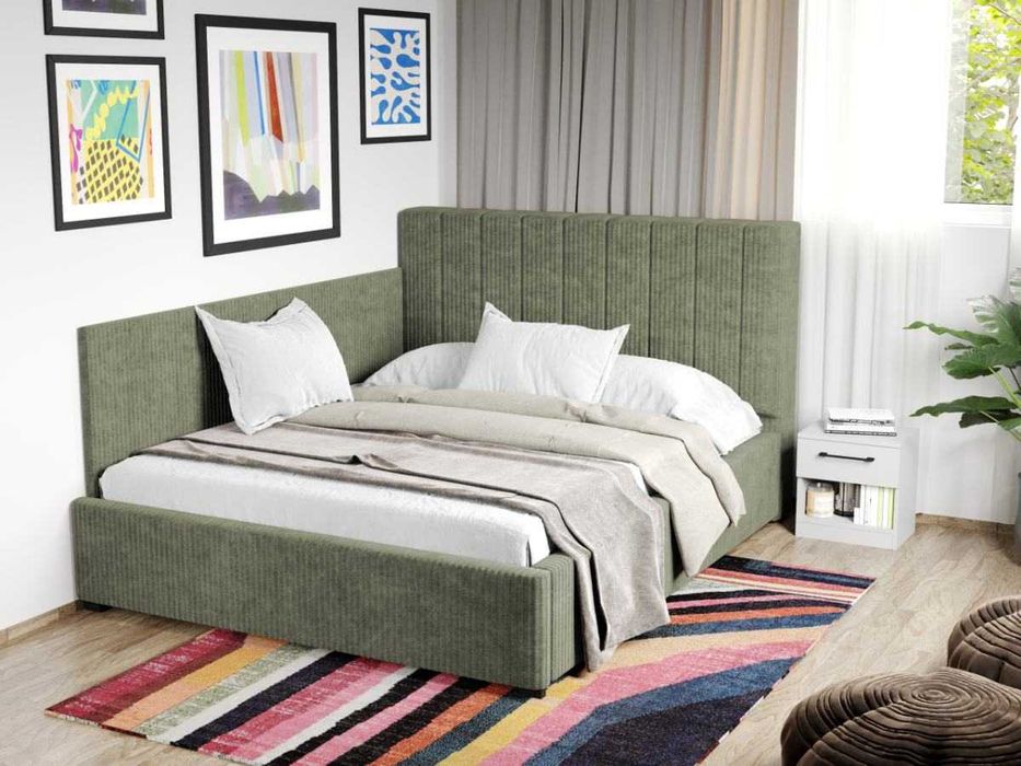 Pat Tapitat de colt saltea de 190 Adam Vernil Poso 47 rabatabil + lada