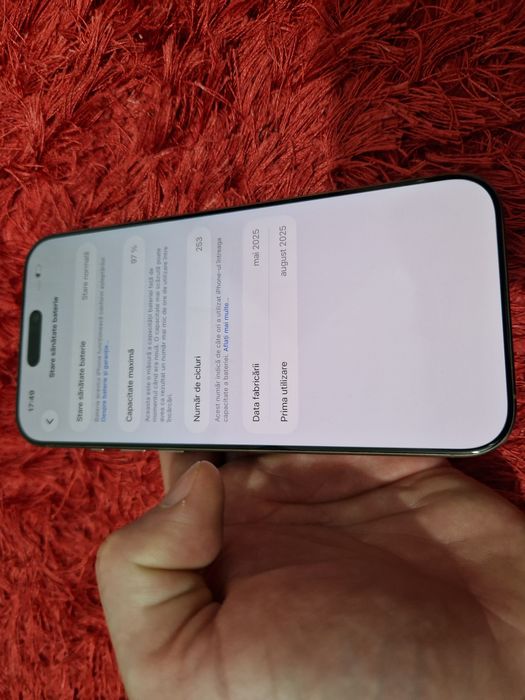 -Iphone 16Pro Max, ca Nou, 256Gb, 8Ram Desert Titanium ireprosabil Bat-97%-253 cicluri incarcare nici un semn de uzura doar telefonul poze reale