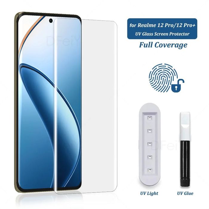 Realme 14 Pro+ 12 Pro+ GT7 Pro / 3D UV ТЕЧНО ЛЕПИЛО Стъклен протектор