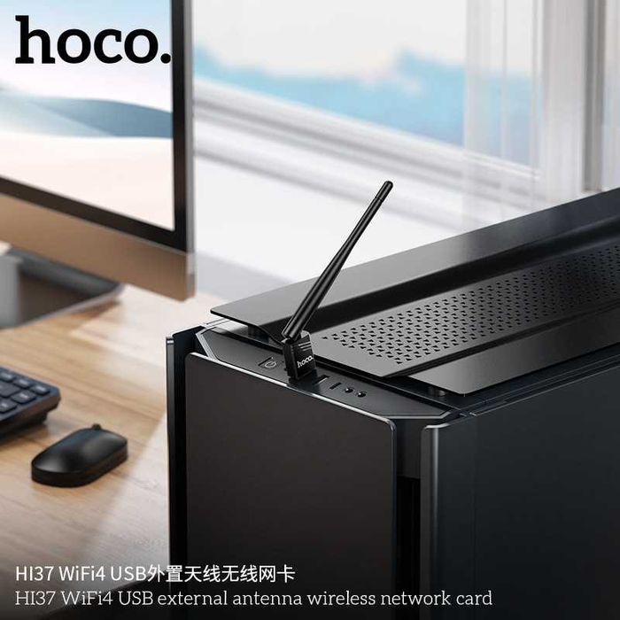 Hoco HI37 WiFi4 USB — внешний USB Wi-Fi адаптер с антенной до 150 Мбит