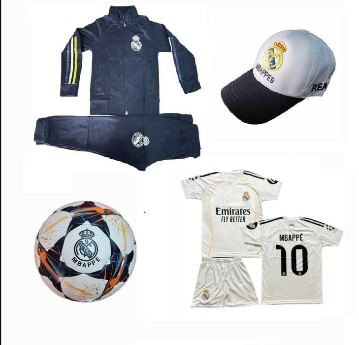Тъмно Син Мбапе 9 Сет Комплект с къс ръкав, топка, шапка 2026г Нов
