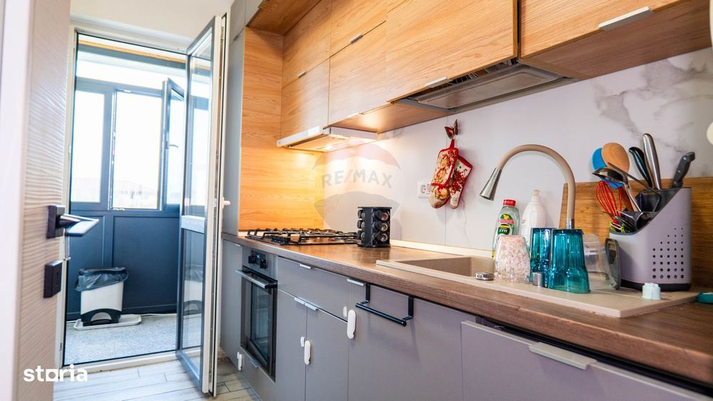 Dobroesti - vanzare apartament 2 camere mobilat complet, cu terasa