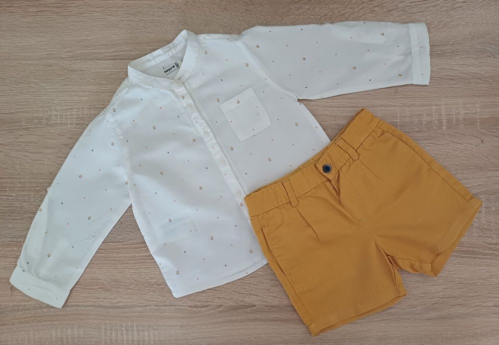 Майорал Mayoral 18м Елегантен комплект с лен за кръщене,рожде ден