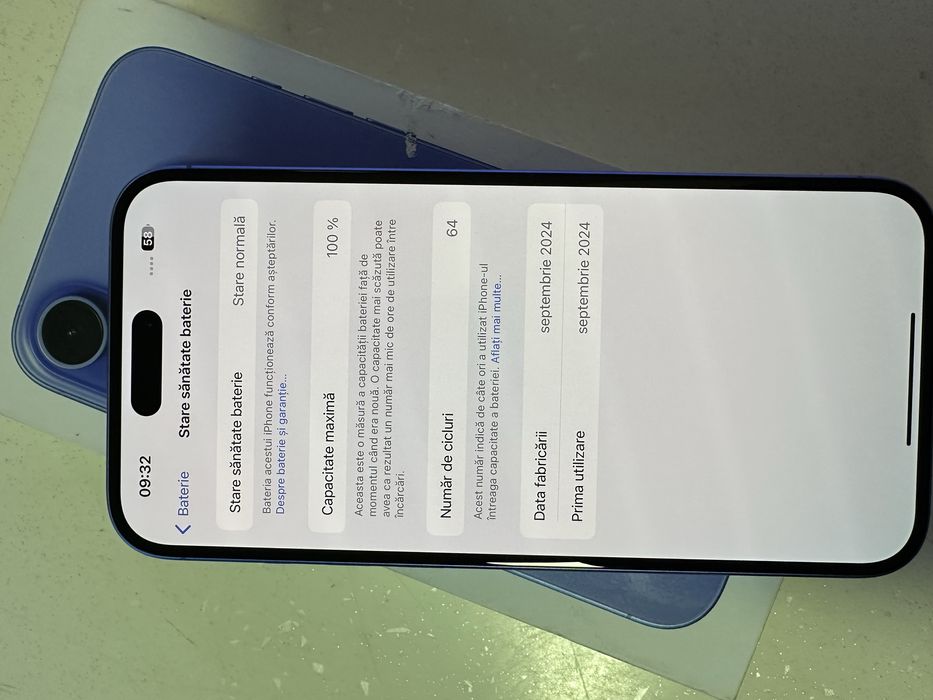 Iphone 16 plus 128 gb bat 100 % totul original