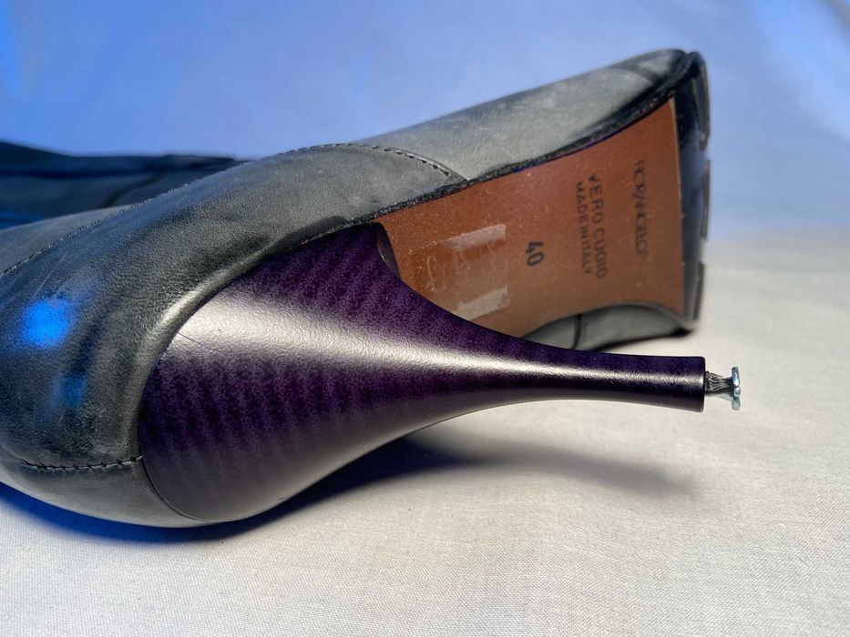 Ghete Fiorangelo din piele verde, toc cui, marimea 40, catarama dubla