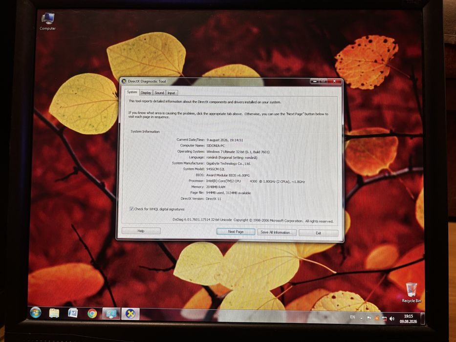 PC Retro Windows 7 + Monitor Dell + Tastatură și Mouse