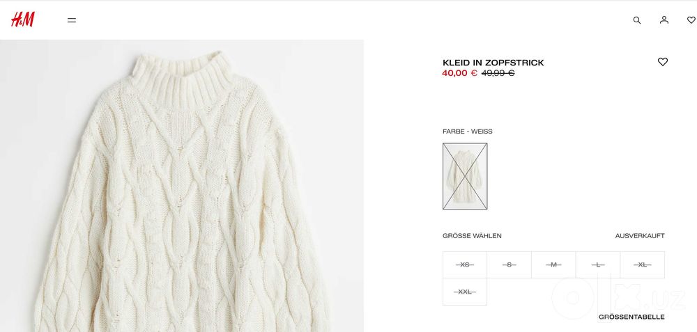 Новое вязаное платье H&M, размер XXL (56/62)