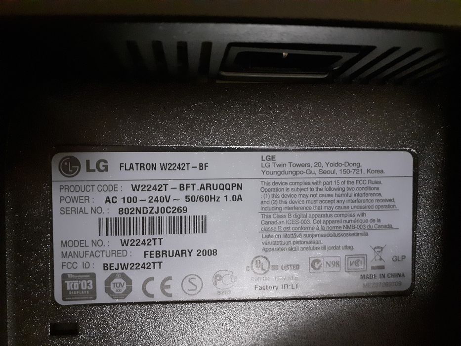 Monitor LG Flatron 22 dumm