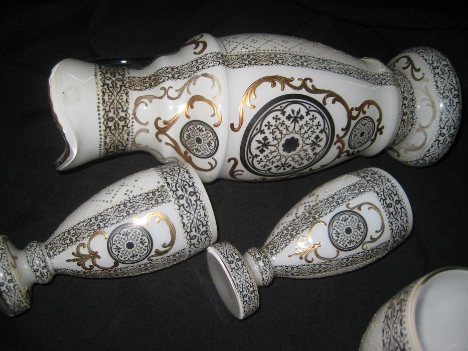 Антикварный Набор Богемия Графин 6 Бокалов Хрусталь  Золото